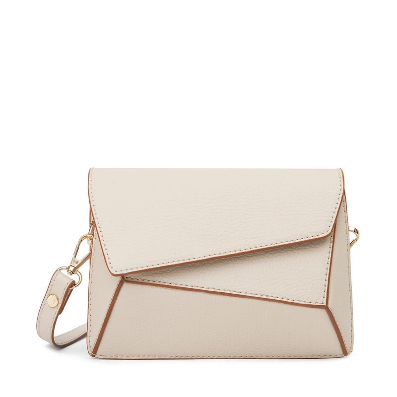 KLEIO Vegan Bold Geometric Clutch Sling Bag for Women/Girls - Cream - Image 1